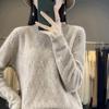 2024 Autumn/Winter Women's Loose Round Neck Hollow Knit Wool Sweater