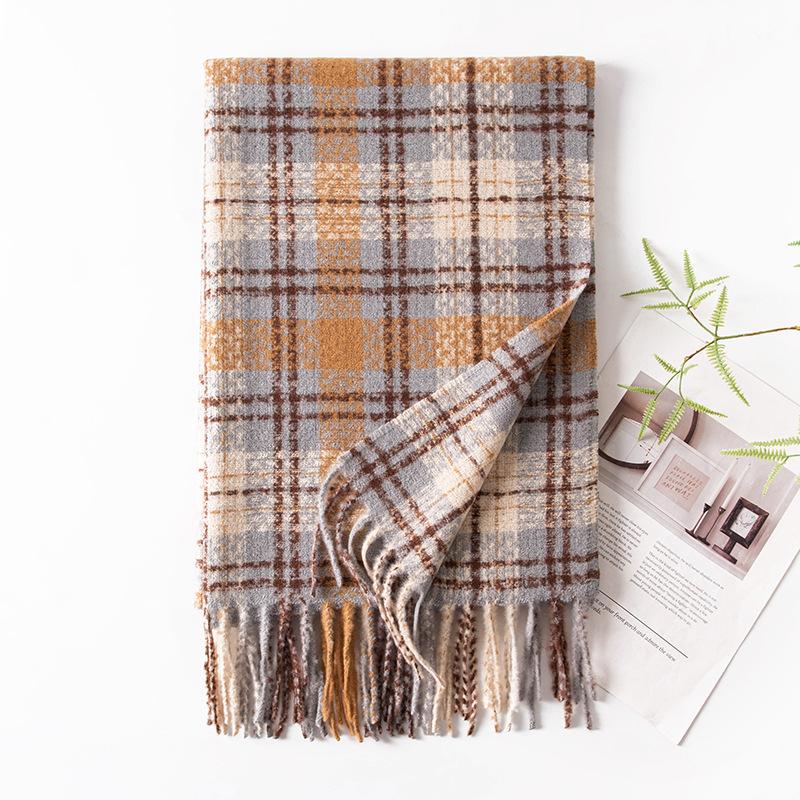 Autumn and Winter Scarf New Imitation Cashmere Plaid Scarf Male and Female Student Couple Warm Scarf Shawl Gift Scarf for Women