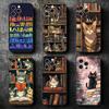 Милый кот Книжная полка Интересный Мягкий чехол для телефона для iPhone 16 16E 17 Air 15 Pro Max 14 Plus 13 Mini 11 12 7 Черный Чехол Задняя Полка
