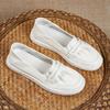 Натуральная кожа, белые туфли с открытым носком, детские летние новые тонкие и универсальные одинарные туфли на плоской подошве, лоферы