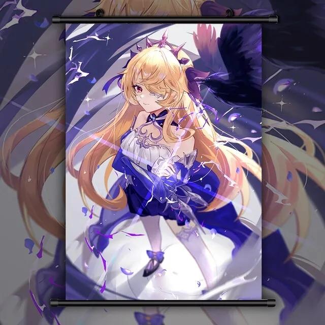 Плакаты Fischl, картины на холсте, Eula HD, картина Genshin Impact, подвесные свитки, настенные художественные принты, домашний декор Cuadros, бескаркасный