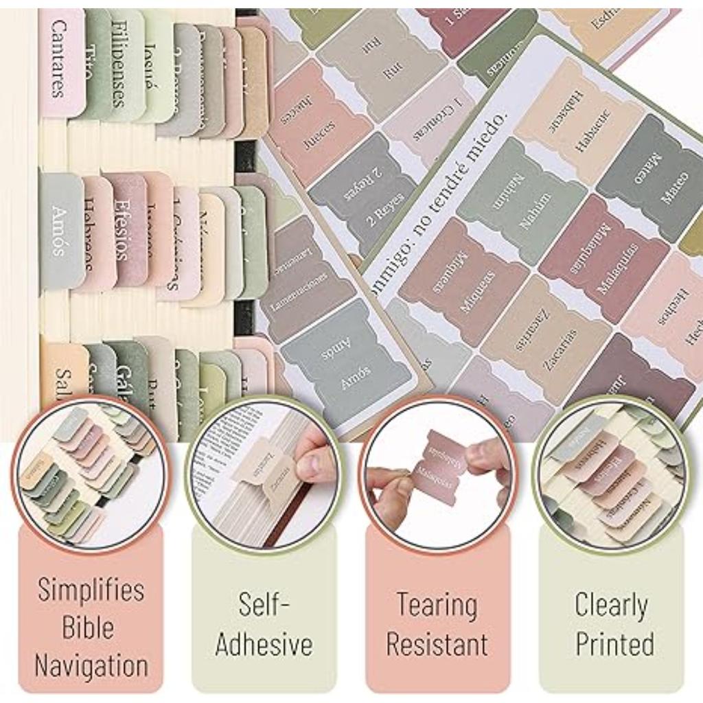 Boho Theme Spanish Bible Tabs 75 Tabs Laminated Bible Tabs Bible Tabs In Spanish, Bible Tabs Spanish, Bible Tabs for Study Bible, Bible Index Tabs