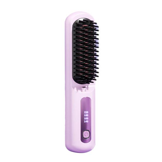 Cordless Hair Straightener Brush with 3 Temperature Settings Portable Mini Hair Straightening Comb Rechargeable Fast Heating Electric Hot Brush