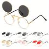 Steampunk Flip Up Men Sunglasses Vintage Men Round Metal Flip Double Lens Sun Glasses Non Polarized Glasses