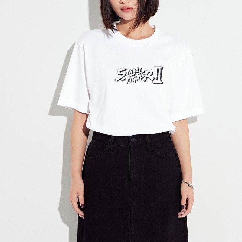 Uniqlo Коллаборация Street Fighter SS24 Футболка с коротким рукавом и круглым вырезом с напечатанным рисунком, нарисованным от руки, унисекс, белая 470741-00