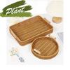 New Handwoven Rattan Basket With Handle Round Shape Storage Tray Breakfast Bread Food Plastic Rattan Threads Basket