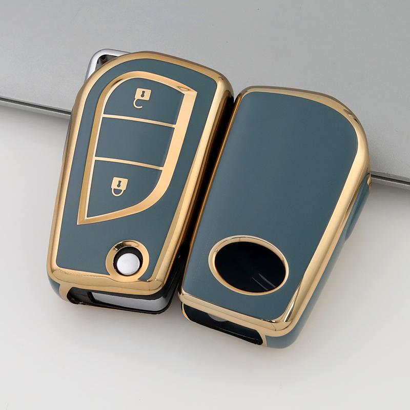 Чехол для автомобильного ключа из ТПУ, защитный чехол для брелока Toyota Aygo Yaris Highlander Camry RAV4, держатель для ключа с 2 кнопками