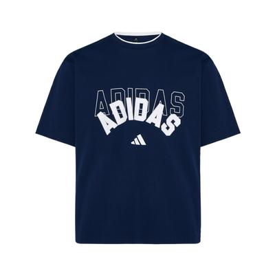 adidas Двухслойный пуловер Мягкая футболка с круглым вырезом Унисекс Топы KX0515