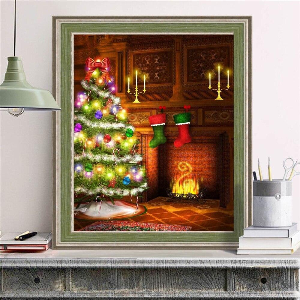 5D алмазная живопись Рождественская елка носки рукоделие Алмазная вышивка пейзаж картина со стразами украшение дома