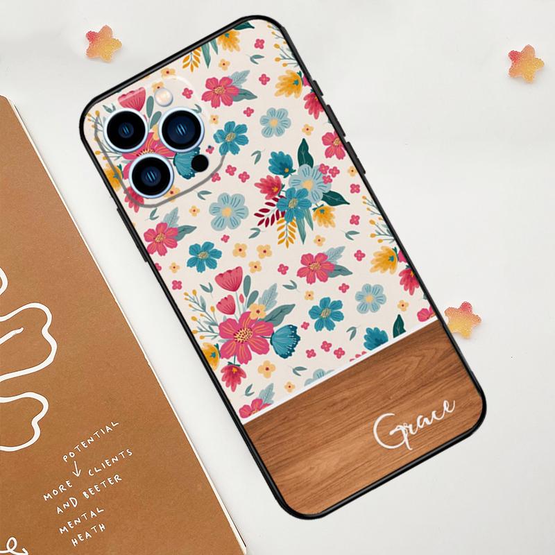 Персонализированный деревянный чехол с цветочным узором из листьев для Apple iPhone 12 13 Mini 11 14 15 16 Pro Max Plus X XR XS Max Coque