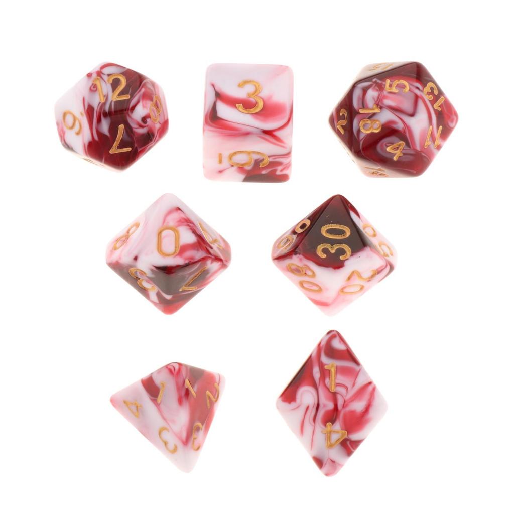 Набор из 7 шт. Акриловые многогранные кубики Double-Colors D8 D10 D10% D12 D20 для настольных игр, семейных игр, RPG