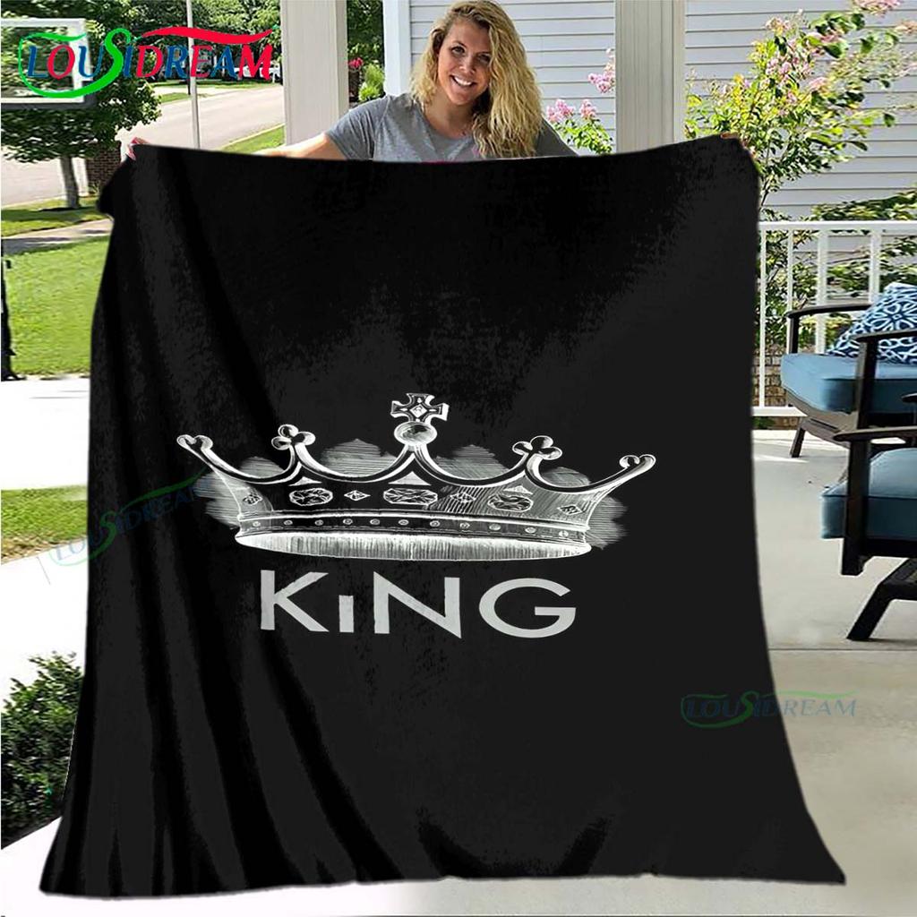 Hot Pattern KING and QUEEN Pattern Blanket Flannel Thin Blanket Portable Home Travel Office Lunch Break Blanket Birthday Gift