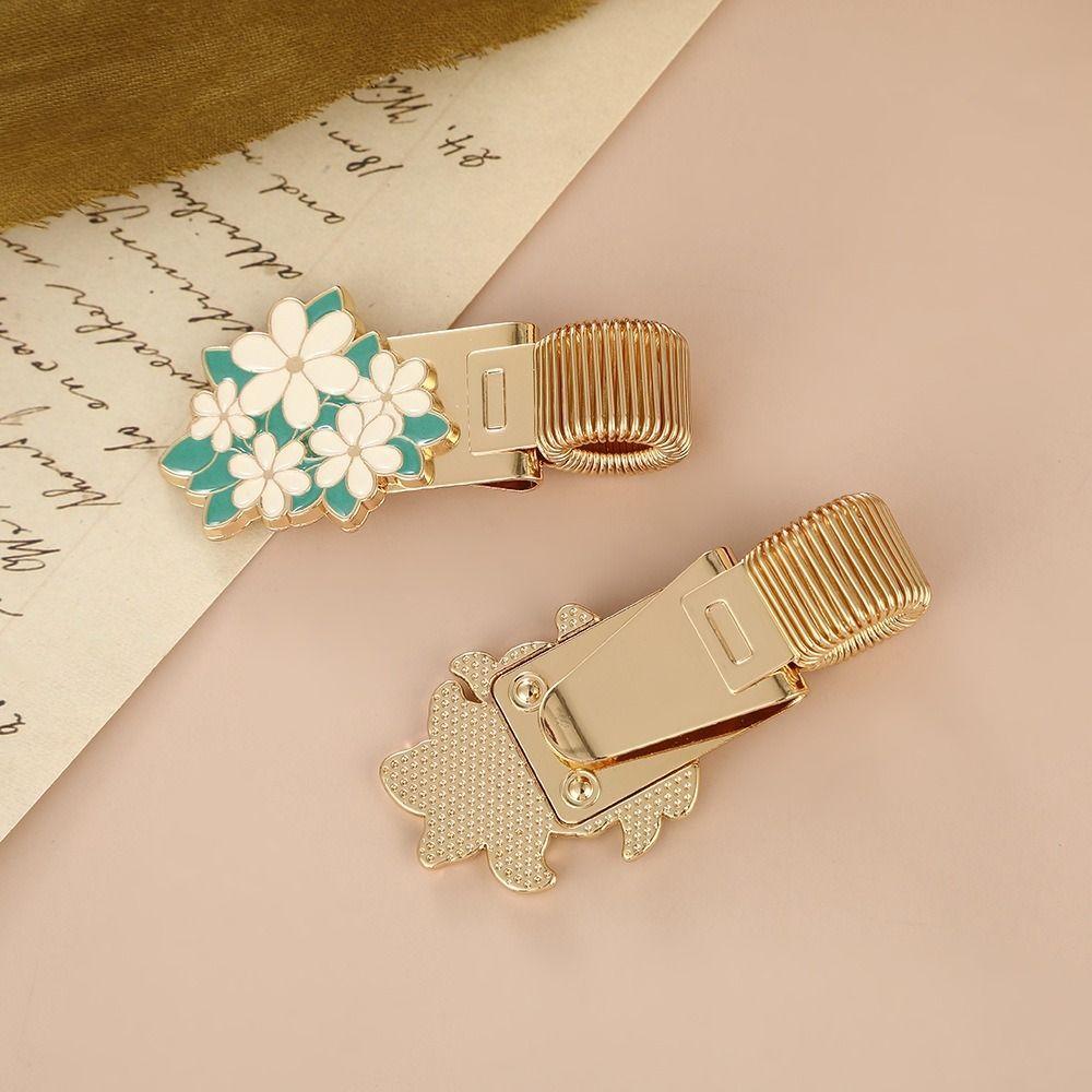 Retro Metal Pen Holder Flower Journal Clip Portable Paper Fix Clips Student