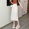Summer 2024 Women's High Waist Pleated Slit Bodycon Midi Skirt