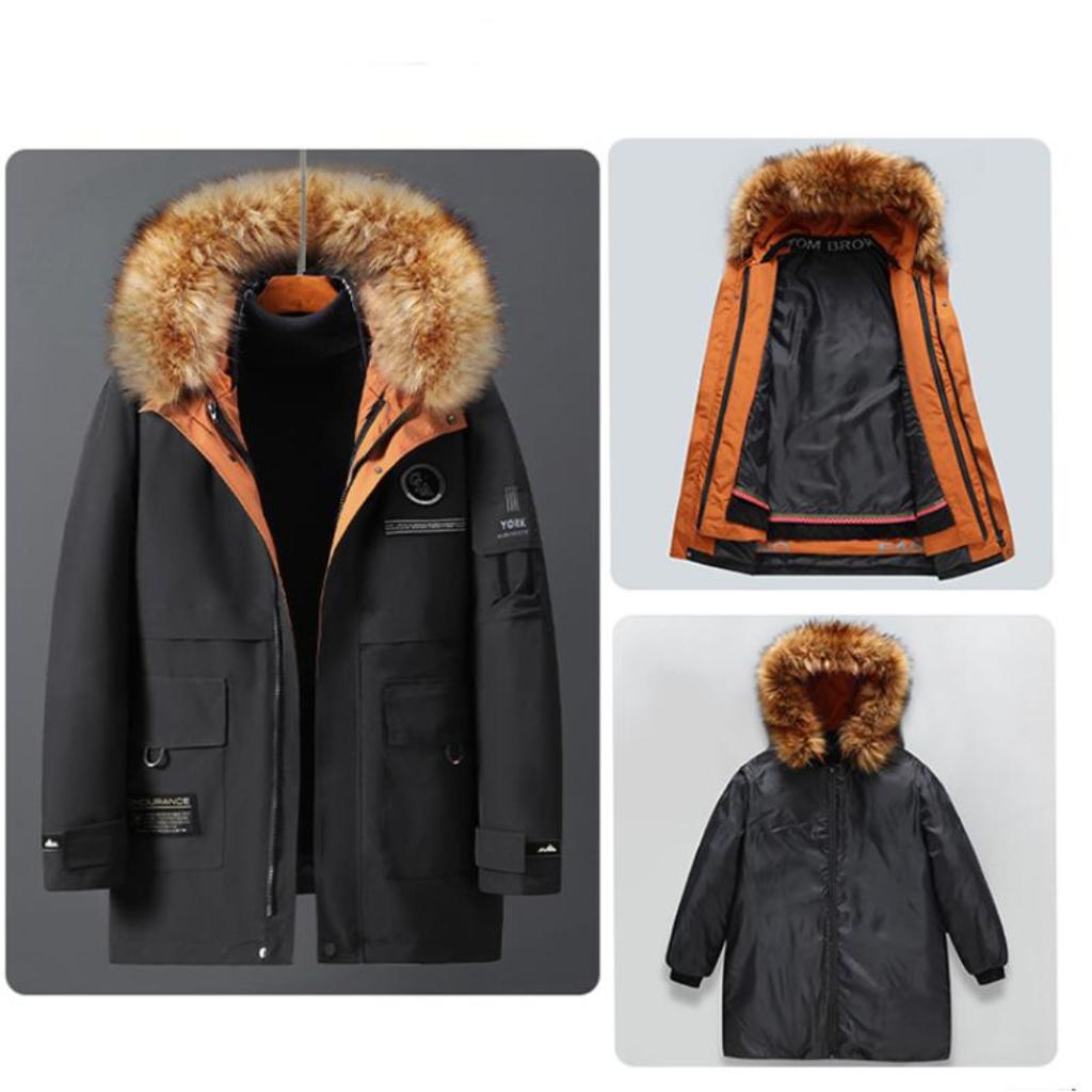 Мужское хлопковое пальто больших размеров со съемной подкладкой Мужское хлопковое пальто больших размеров с увеличенным кожаным воротником Зимнее хлопковое пальто 4XL-10XL