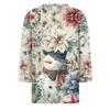 3/4 Length Sleeve Womens Tops Floral Print Vintage Fashion Casual Loose With Round Neck Plus Size Shirts