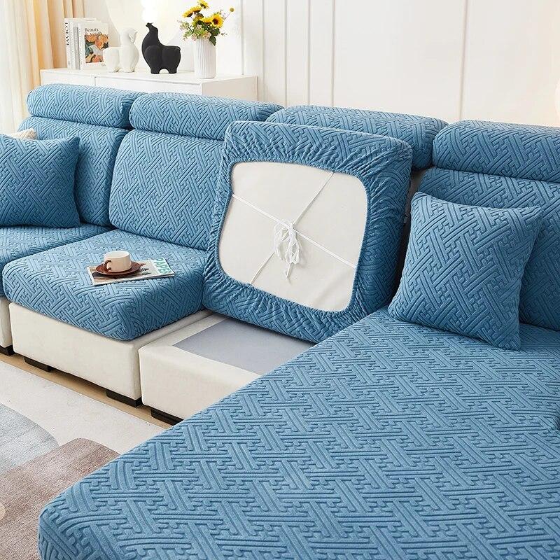 Плотная жаккардовая плюшевая наволочка для диванной подушки Чехол на длинную подушку спинки Растягивающийся чехол-защита для дивана на 1/2/3/4 места