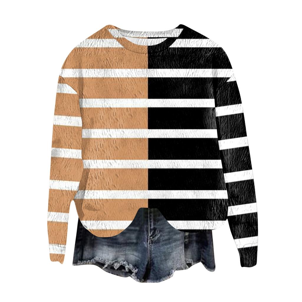 Женский модный пуловер с круглым вырезом, футболка с длинным рукавом, с принтом