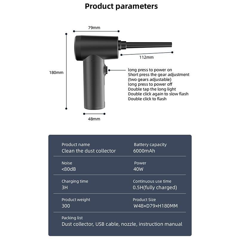 Беспроводная воздушная тряпка 50000 об/мин, пистолет для выдувания пыли, USB-вентилятор сжатого воздуха, очистка для компьютера, ноутбука, клавиатуры, камеры, чистка