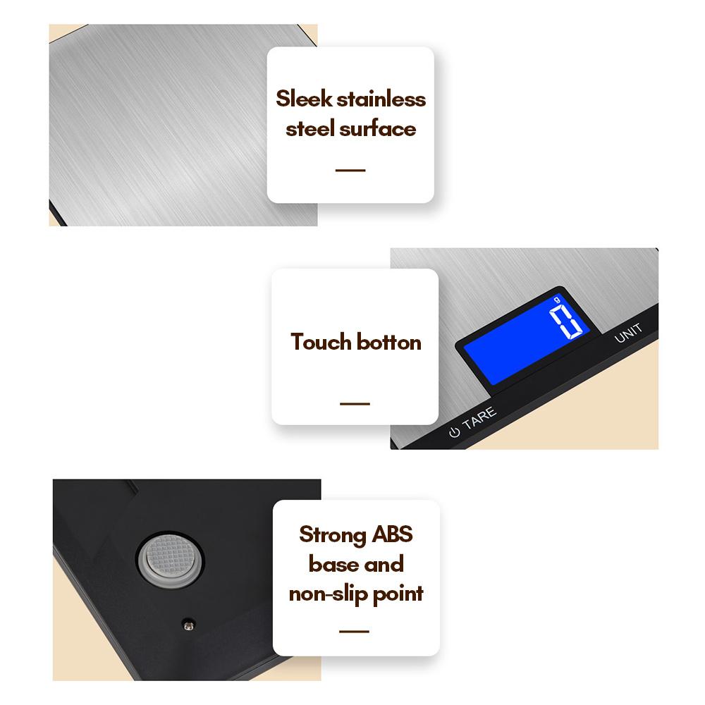 Цифровые кухонные весы с аккумулятором на 10 кг/22 фунта и сенсорными кнопками ЖК-дисплея 7