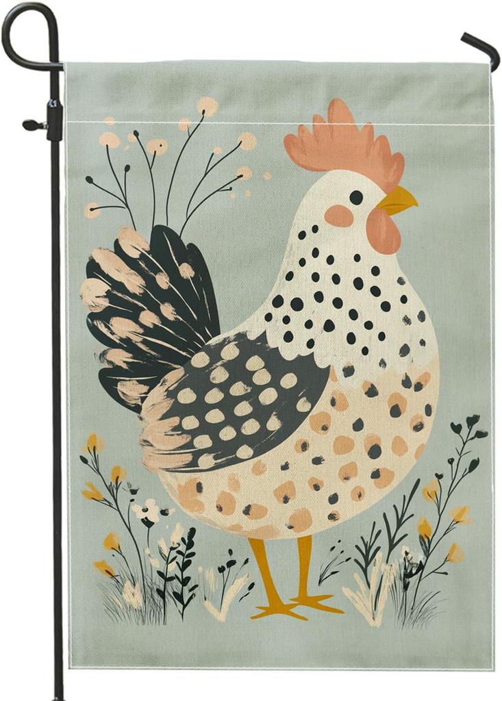 Fanciful Chicken Garden ag, Soft Green Coop Decor Garden Banner, Double Sided oral Yard ag for Spring Outdoor Lawn Dec LLX