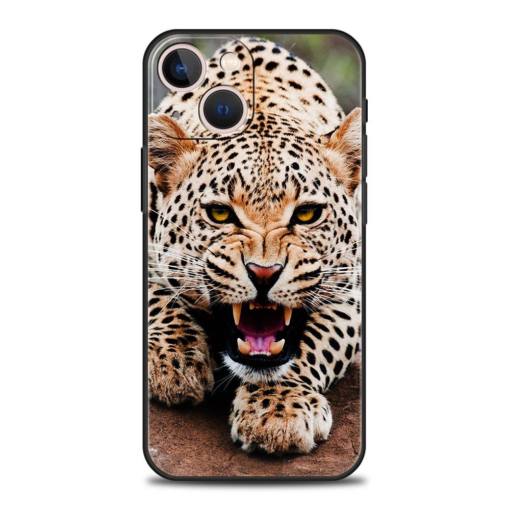 Tiger Leopard Fashion Phone Case For iPhone 17 16 15 Pro Max 11 12 13 14 7 8 Plus SE 2020 X XR XS Cover Soft Black