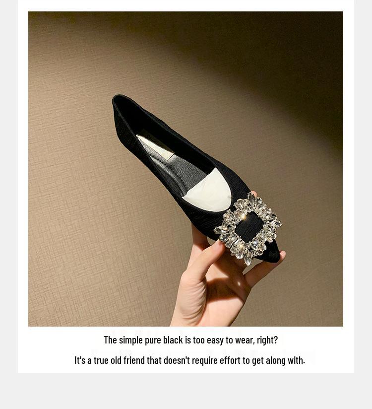 Студия Grape Mom: Весенние французские балетки с острым носком и стразами для женщин