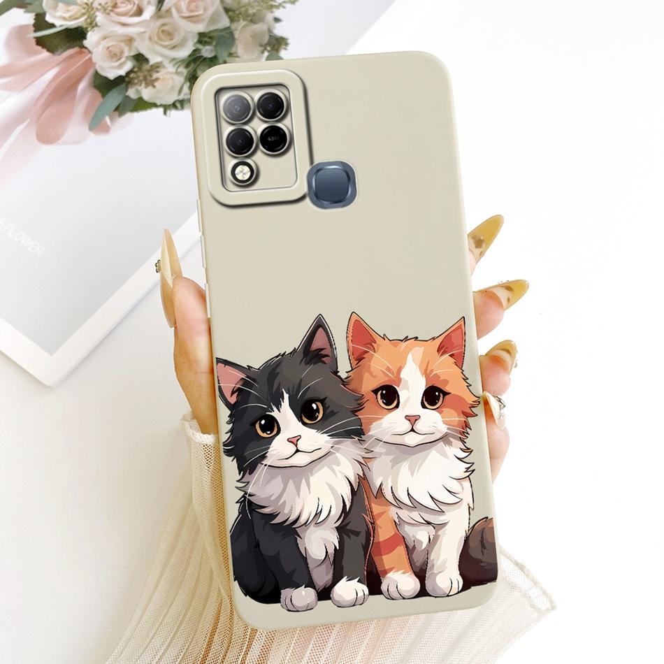 For Infinix Hot 10T 10S NFC 10i X659B X658E X689 X689C Cute Cat Flower Butterfly Cartoon Shockproof Soft Silicone Phone Case