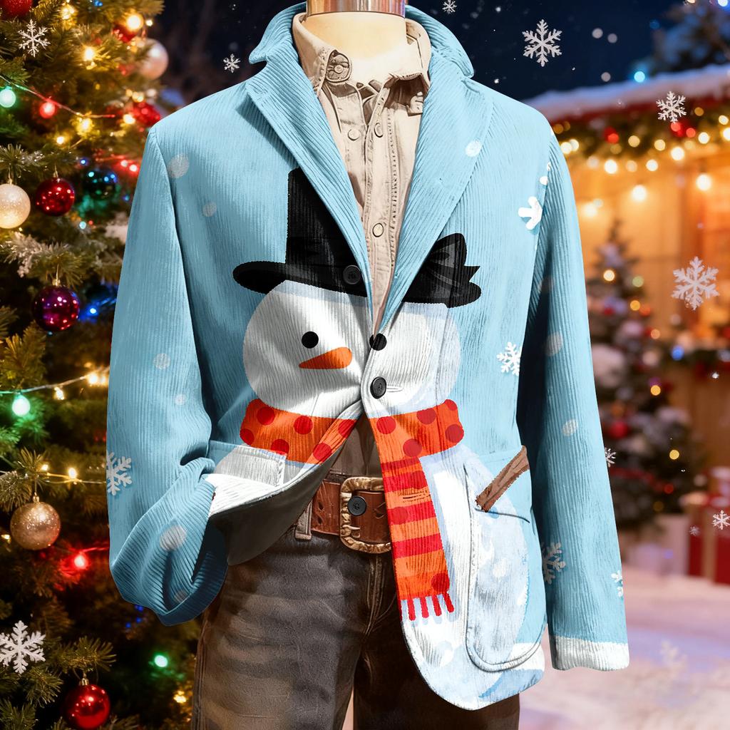 Мужской уродливый рождественский вельветовый теплый карманный пиджак-кардиган, мужской повседневный костюм