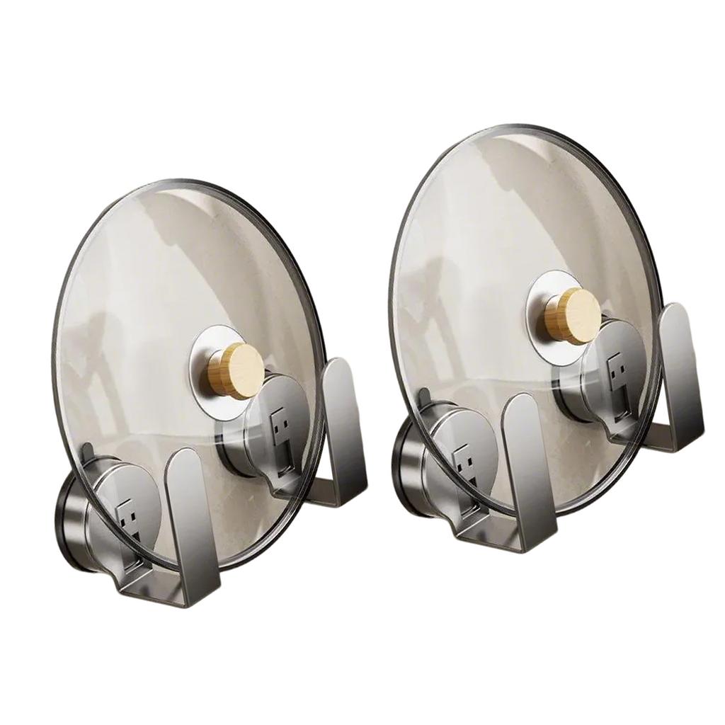 Набор из 2 настенных держателей для крышек кастрюль, не требующих сверления, удобен для маленьких кухонь и ограниченного пространства