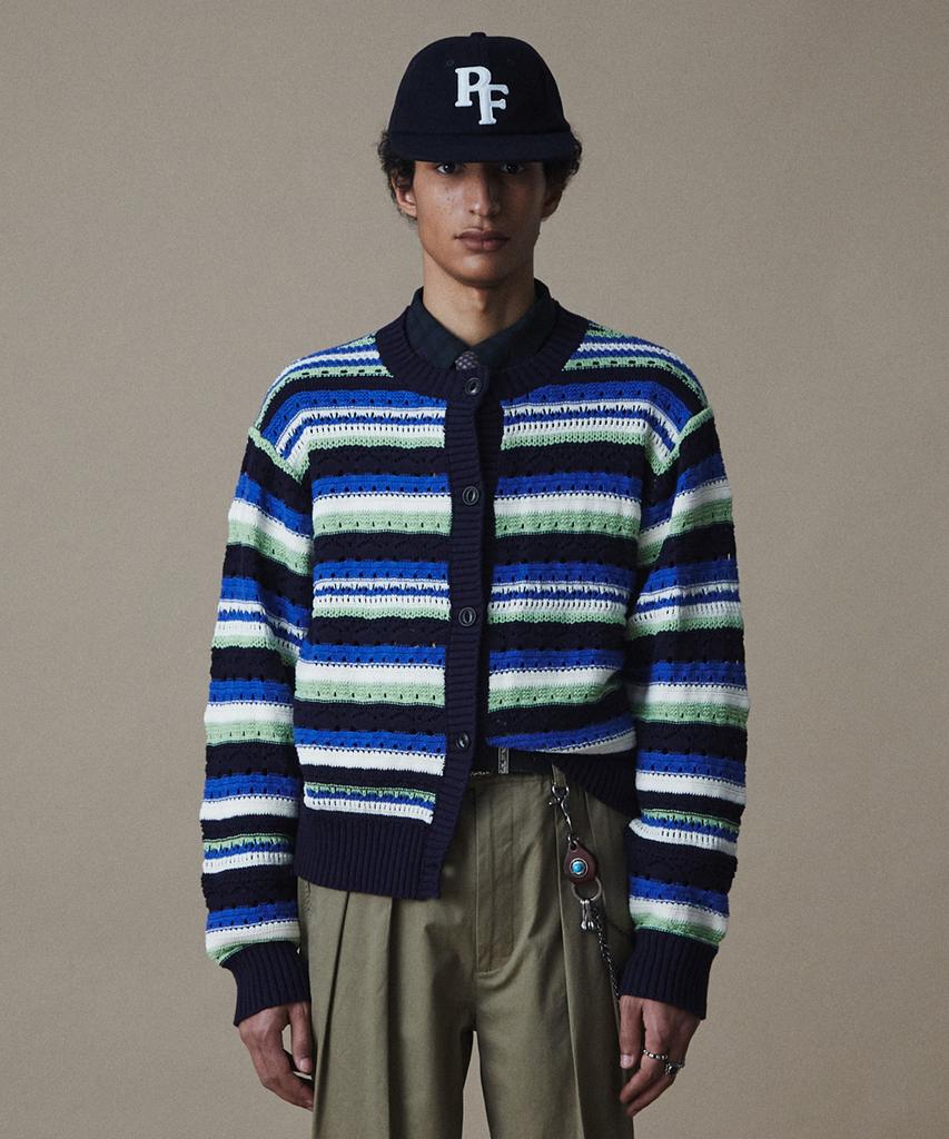Penfield Вязаный кардиган в полоску разных цветов Синий_Fr2Kj01U