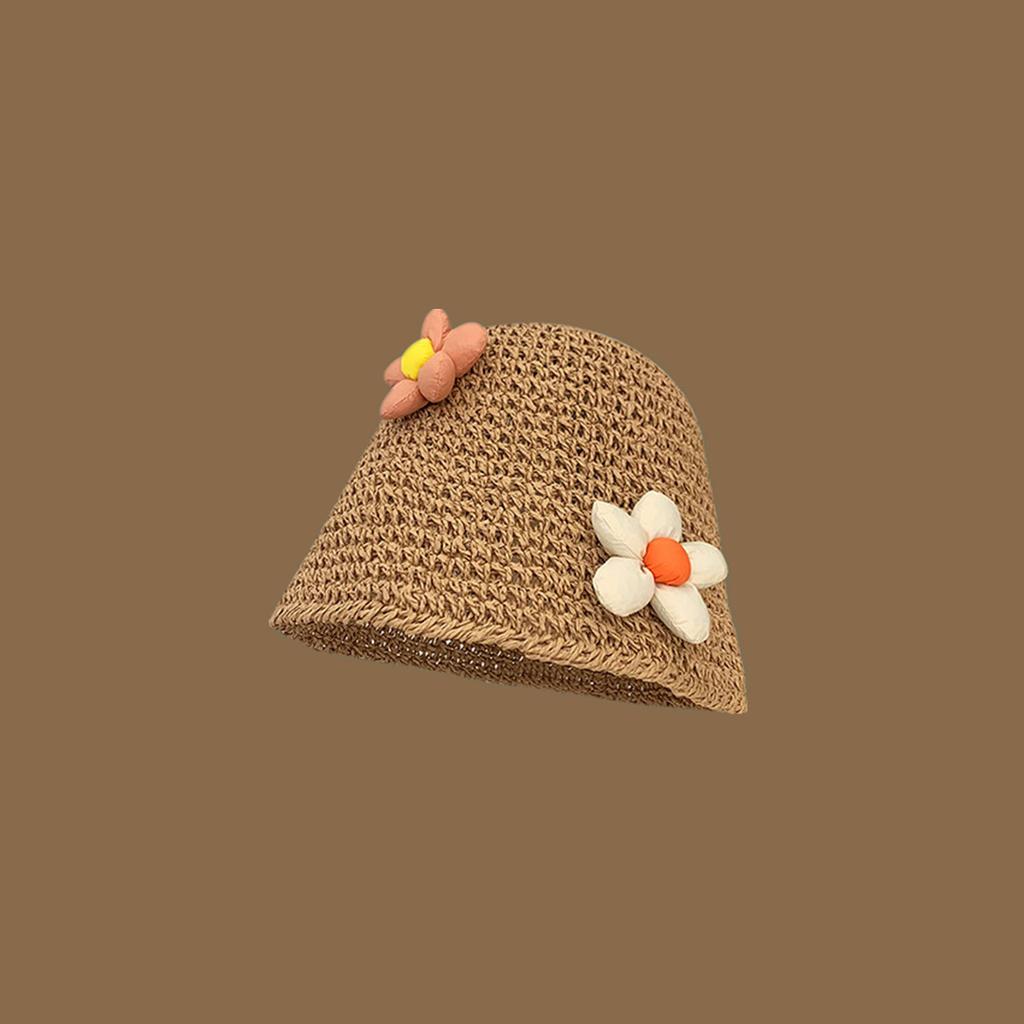 Handmade straw hat women's spring and summer small fresh sun hat travel sun protection hat sweet versatile fisherman hat