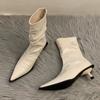 Сексуальные женские ботильоны с острым носком, брендовые модные кожаные туфли на среднем каблуке для офиса, зимняя обувь 2025 года, туфли-лодочки для вечеринок, Botas Mujer