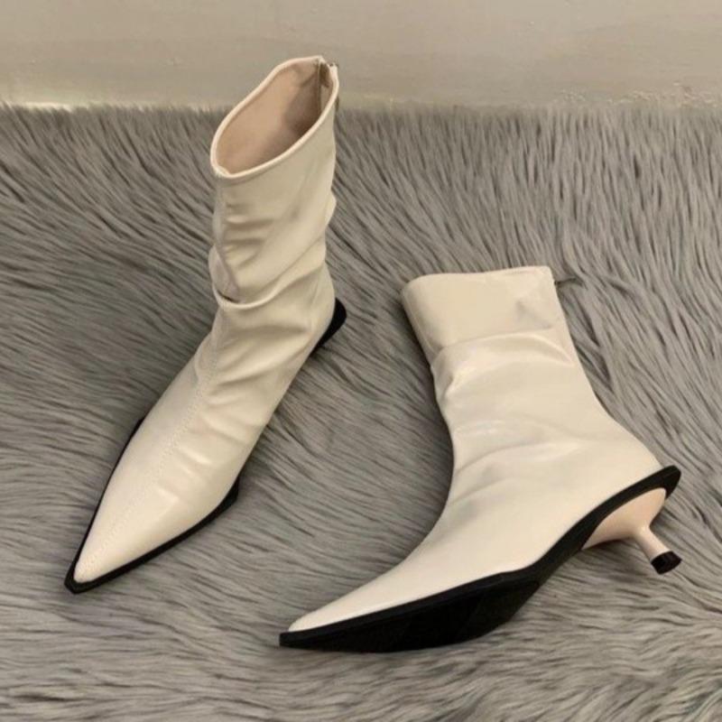 Сексуальные женские ботильоны с острым носком, брендовые модные кожаные туфли на среднем каблуке для офиса, зимняя обувь 2025 года, туфли-лодочки для вечеринок, Botas Mujer