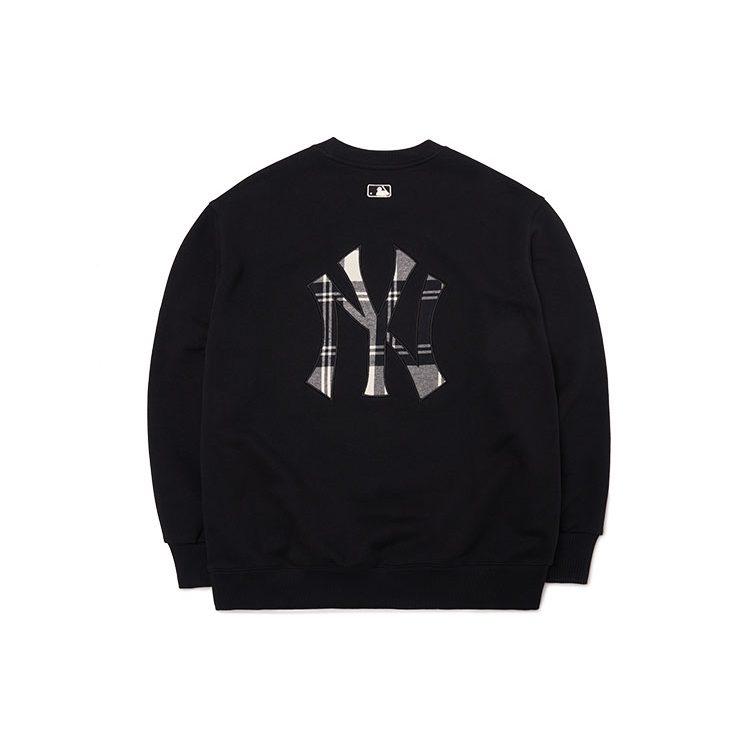 MLB Base Logo Sweatshirts Unisex Black Crew Neck Moderate Regular 3AMTC0114-50BKS