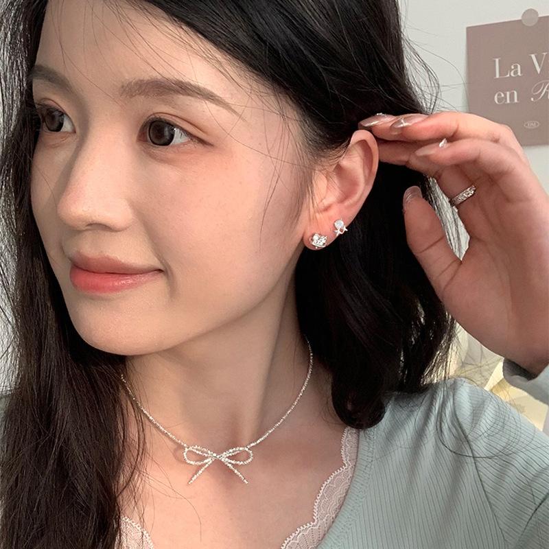 Серьги-гвоздики S925 с посеребренным покрытием, уникальный дизайн, серьги-гвоздики со звездами и цирконом, женские художественные маленькие серьги-гвоздики с бриллиантами и четырьмя звездами из свежей гавани