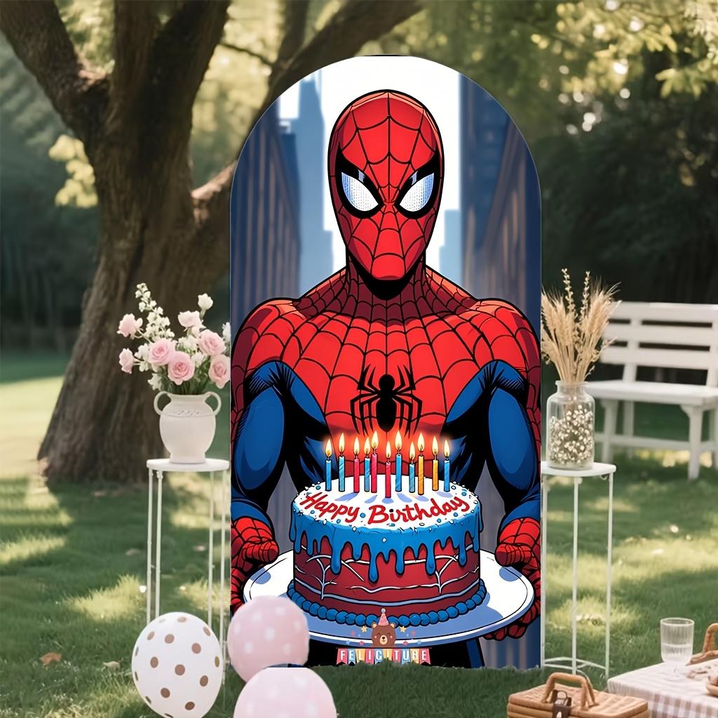 BEPAN Spiderman theme arched background customizable children's birthday party decoration background baby shower props stretch fabric