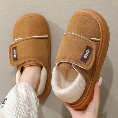 Теплые зимние женские липучки, домашняя одежда для улицы, домашние женские флисовые нескользящие хлопковые тапочки