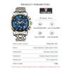 PINDOWS Diamond Business Dress Аналоговые кварцевые Роскошные Водонепроницаемые Светящиеся Дата Нержавеющая сталь Классические Модные Часы Мужские часы, Дисплей, Двухцветные