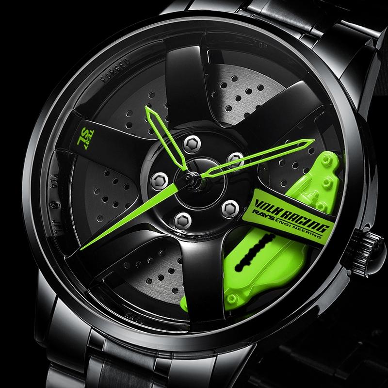 SVJ Genuine TE37 Wheel Hub Watch Трехмерный полый поворотный стол Стол для модификации автомобиля Водонепроницаемые светящиеся гидравлические мужские часы