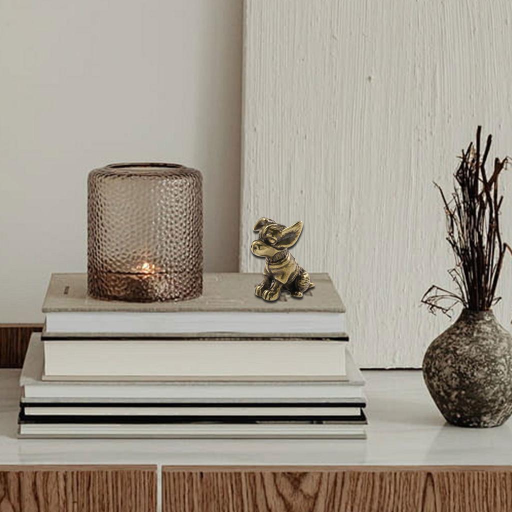 Статуэтка собаки из цельной латуни ручной работы, скульптура щенка из цельной меди, украшение для украшения дома и коллекционеров произведений искусства