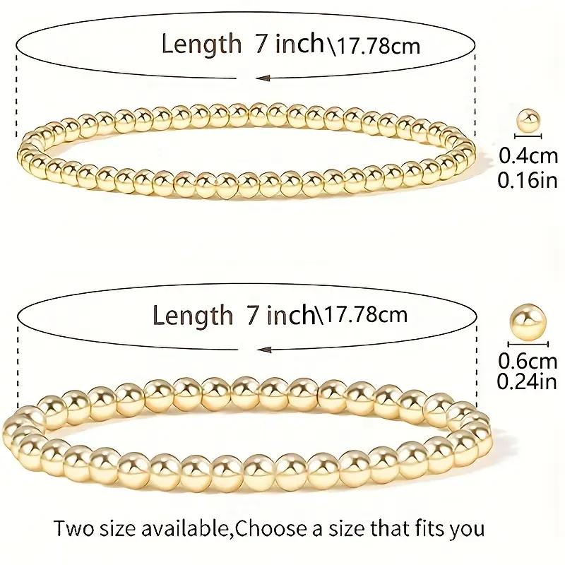 Golden Bead Bracelet Jewelry Gift for Girls Minimalist Stretchable 5pcs Elastic Bracelet 4/6mm Accessories