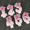 0-9 Pink Bow Birthday Candles,Candles for Decoration for Party Supplies Kids Girls Adults Birthday Wedding Anniversary Party