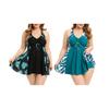 2Pcs/Set Plus Size Swimsuit Set V-Neck Halter Flowy Hem Tops Boxer Trunks Set