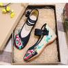Chinese Embroidered Hibiscus Flowers Cloth Shoes Women's Shoes and Linen Tendon Soles