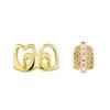 1/2pcs Gold Color Hollow Heart Tooth Grillz Rhinestone Dental Grills  Party Cosplay