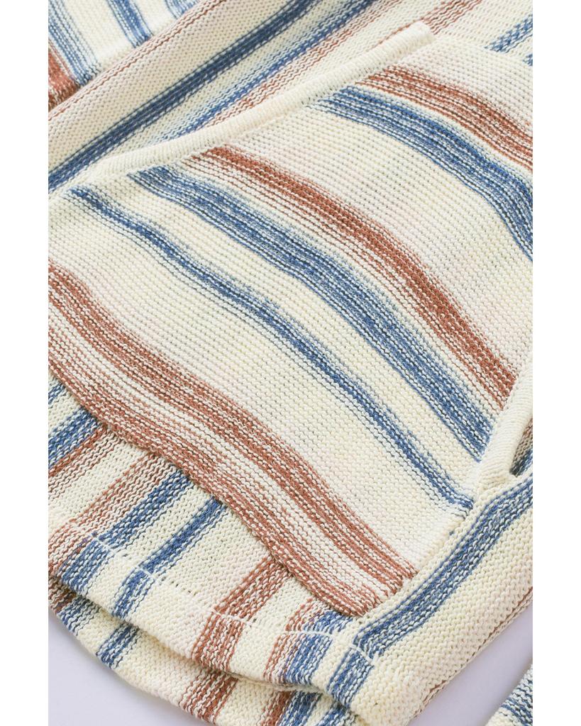 Azura Exchange Полосатый вязаный свитер с капюшоном и карманом-кенгуру