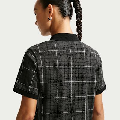 Women's Nike Polo Shirts Women's Black Gray Color Lapel Moderate