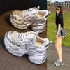 HS9131-66 Thick-soled Inner Height-increasing Mesh Breathable Rhinestone Dad Shoes Women's Summer Sports and Leisure Shoes
