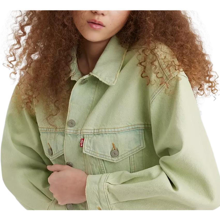 Levis Повседневная однотонная куртка на пуговицах с воротником-стойкой Женская куртка Зеленая A1743-0025